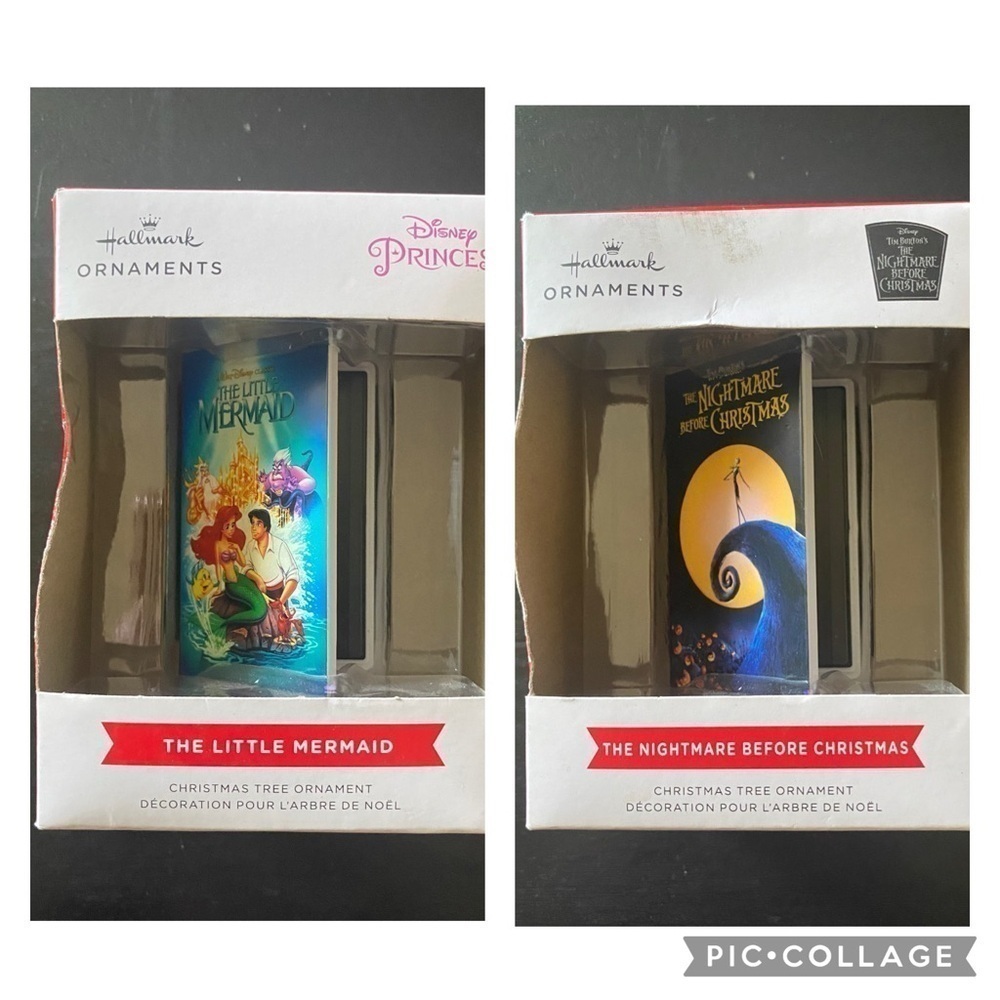 NWT-HALLMARK ORNAMENTS-RETRO NIGHTMARE BEFORE CHRISTMAS & LITTLE MERMAID